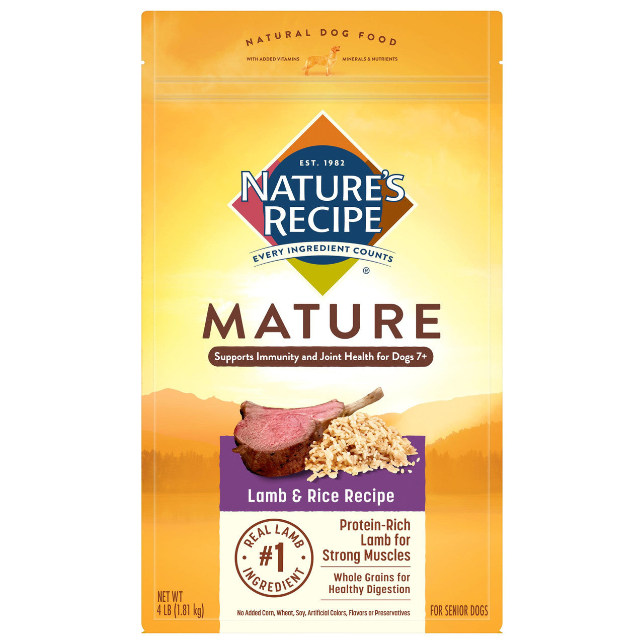 Nature's Recipe Lamb & Rice Mature Dog Food 24 lb 730521778453