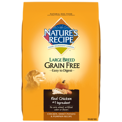 Nature's Recipe Large Breed Grain Free Easy To Digest Chicken Sweet Potato And Pumpkin Dry Dog Food-24-lb-{L-1} 730521519018