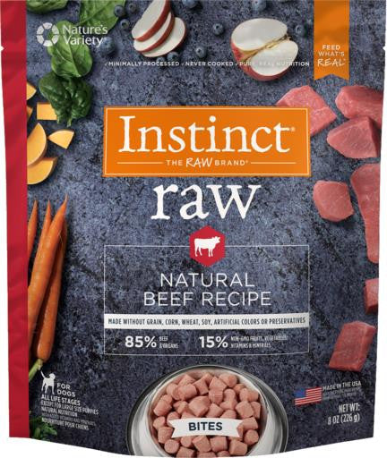 Nature's Variety Instinct 85/15 Raw All Natural Beef Recipe for Dogs Bites 8 oz SD-5 {L-1}699895 769949630012