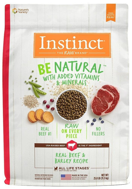Nature’s Variety Instinct Be Natural Beef & Barley Recipe Dry Dog Food - 25 - lb - {L + 1}