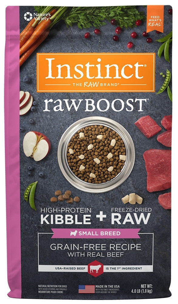 Nature's Variety Instinct Grain Free Raw Boost Small Breed Recipe With Real Beef Dry Dog Food-10-lb-{L+1} 769949658306