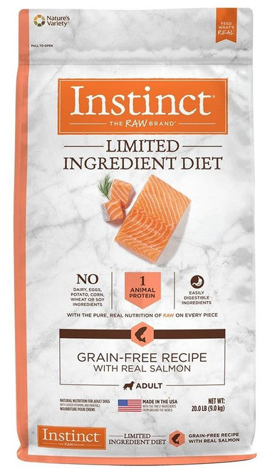 Nature’s Variety Instinct Limited Ingredient Adult Diet Grain Free Real Salmon Recipe Natural Dry Dog Food - 20 - lb