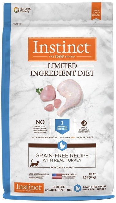 Nature’s Variety Instinct Limited Ingredient Diet Adult Grain Free Recipe With Real Turkey Natural Dry Cat Food - 11