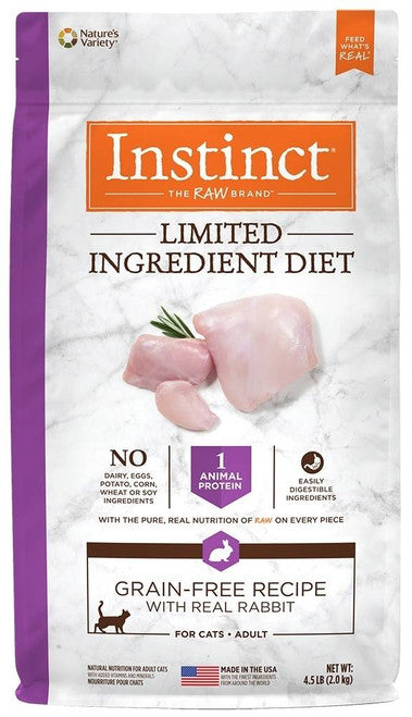 Nature’s Variety Instinct Limited Ingredient Diet Adult Grain Free Recipe With Real Rabbit Natural Dry Cat Food - 10