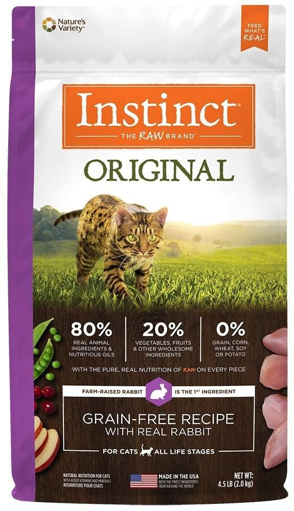 Nature's Variety Instinct Original Grain Free Recipe With Real Rabbit Natural Dry Cat Food-10-lb-{L-1} 769949658603