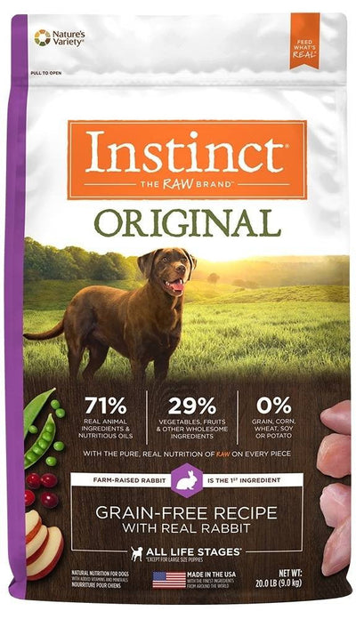 Nature's Variety Instinct Original Grain Free Recipe With Real Rabbit Natural Dry Dog Food-20-lb-{L-1} 769949658146