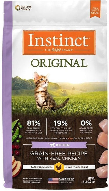 Nature’s Variety Instinct Original Kitten Grain Free Recipe With Real Chicken Natural Dry Cat Food - 4.5/ 4 lb - {L + 1}