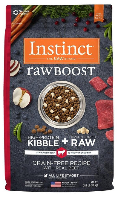 Nature’s Variety Instinct Raw Boost Grain Free Recipe With Real Beef Natural Dry Dog Food - 20 - lb - {L + 1}