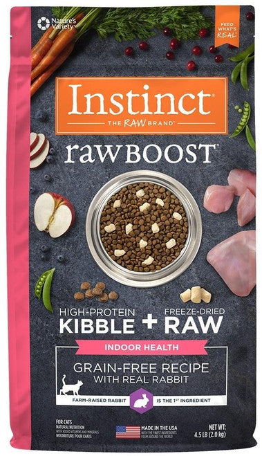 Nature’s Variety Instinct Raw Boost Indoor Health Grain Free Recipe With Real Rabbit Natural Dry Cat Food - 4.5 - lb