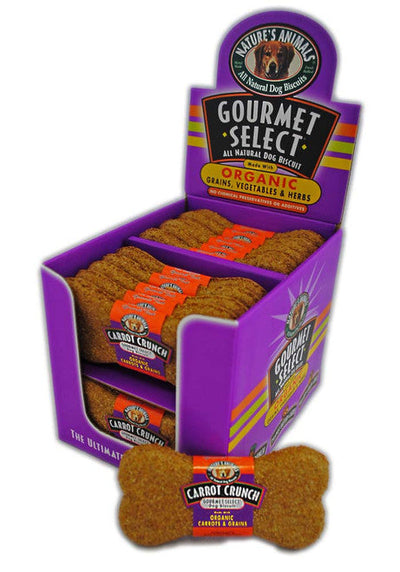 Natures Animals Gourmet Select Organic Dog Treat Display Carrot 4 in 24 ct