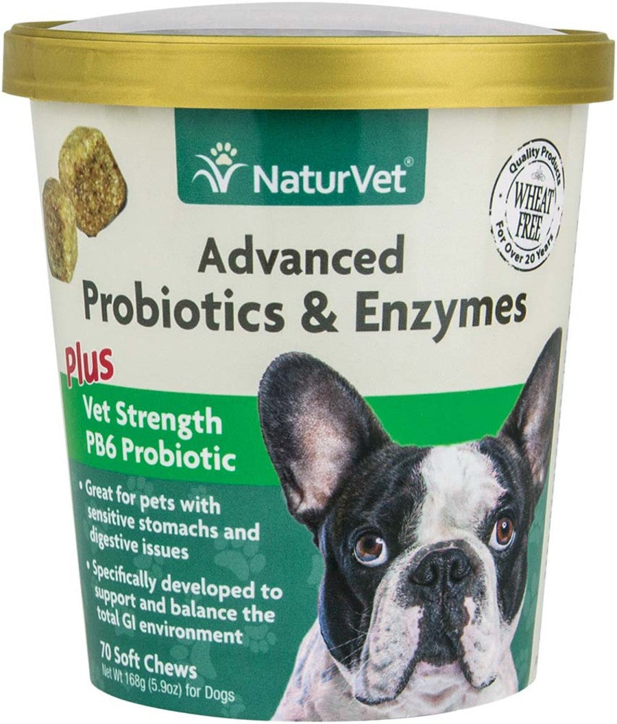 NaturVet Advanced Probiotics & Enzymes Soft Chews 5.9 oz 70 ct - Dog