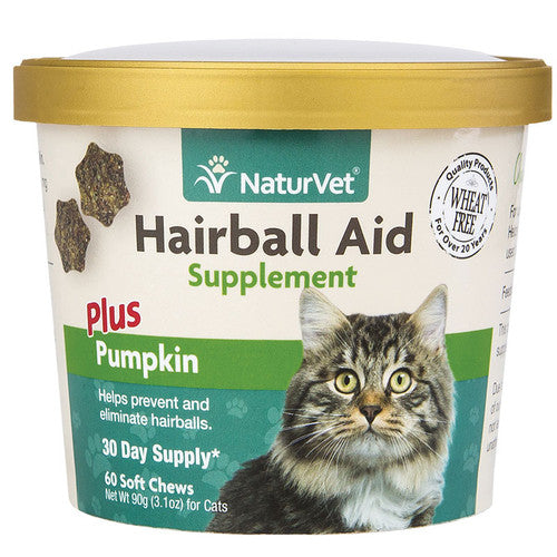 Naturvet Cat Hairball Aid Pumpkin Chew 60ct
