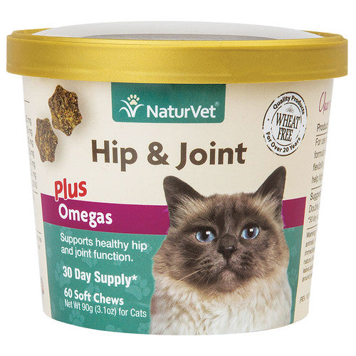 Naturvet Cat Hip & Joint Plus Omegas Chew 60ct Cup