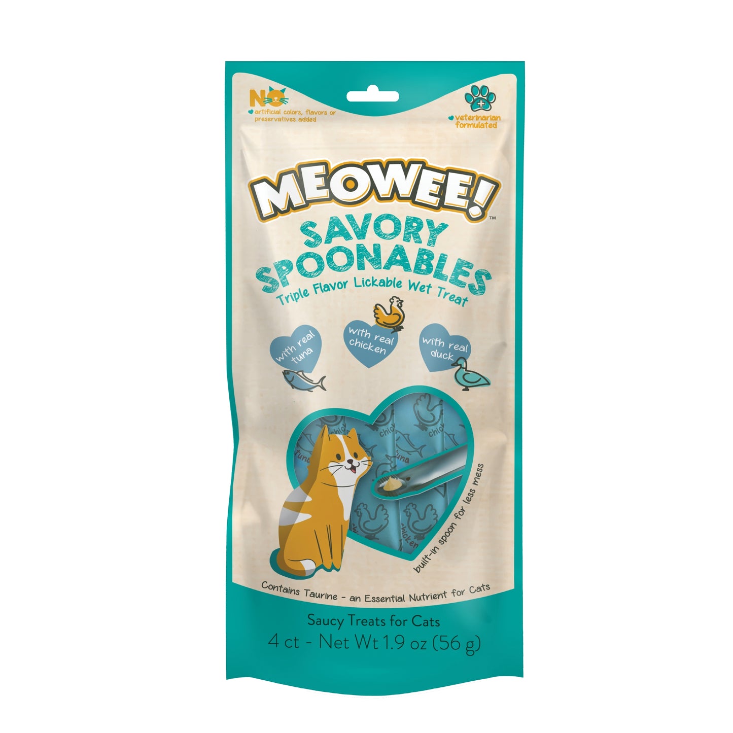 Meowee! Savory Spoonables Cat Treats Tuna, Chicken, & Duck 1.9 oz 615650000036