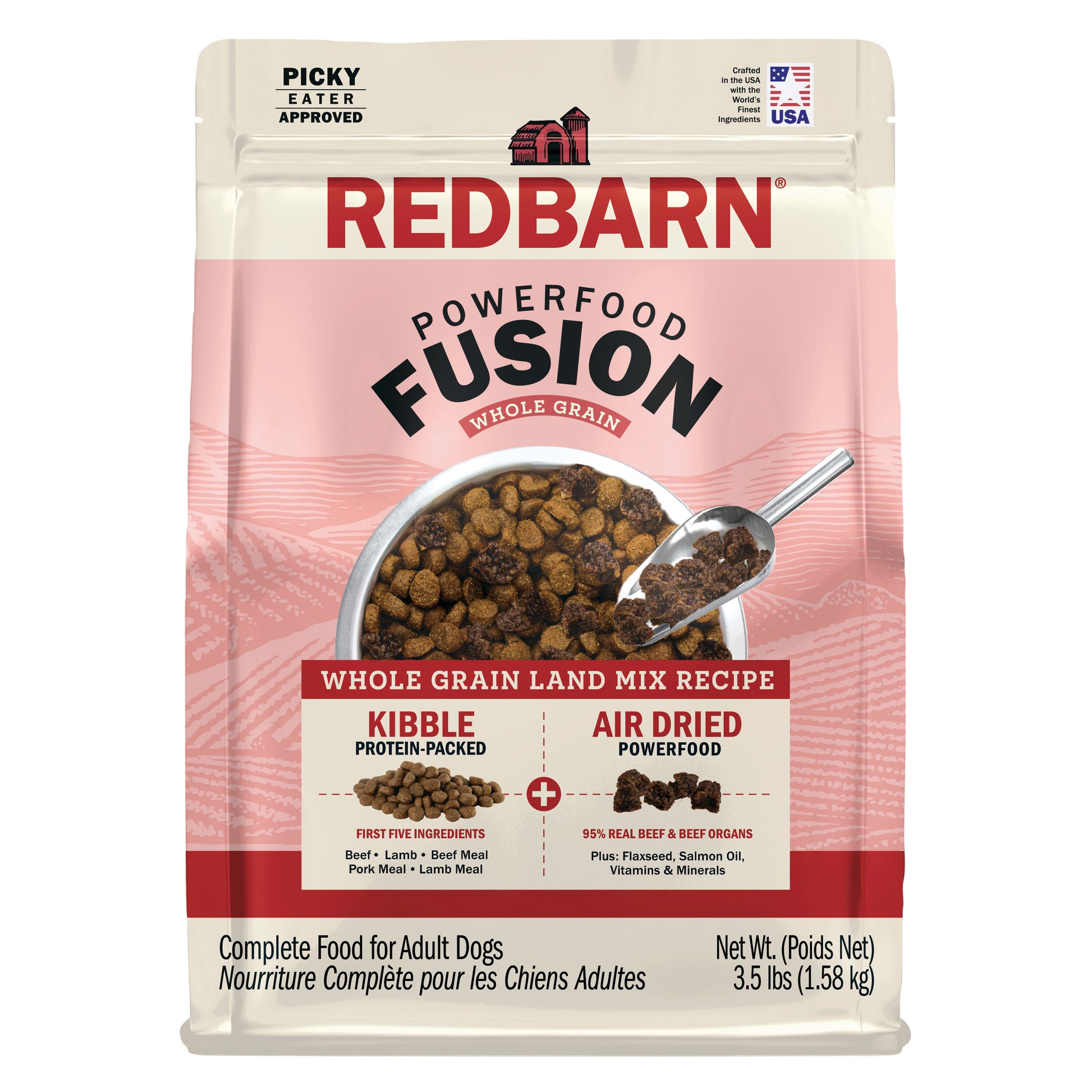 Redbarn Pet Products Powerfood Fusion Whole Grain Dry Dog Food Land Mix Beef 3.5 lb 785184120828
