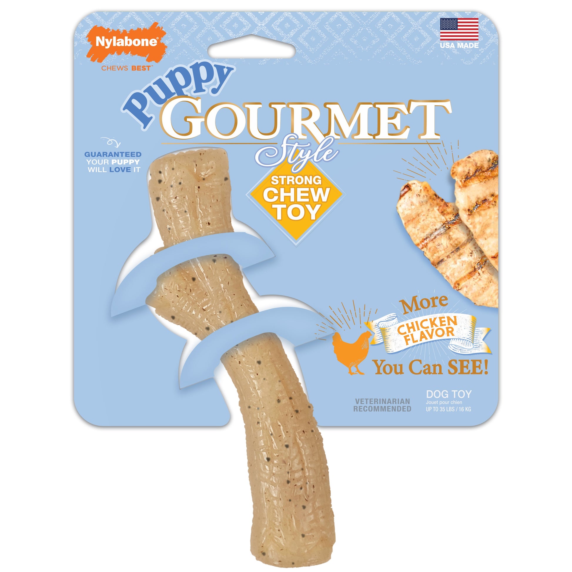 Nylabone Strong Chew Gourmet Style Stick Puppy Chew Toy Chicken Medium (1 ct) 018214853527