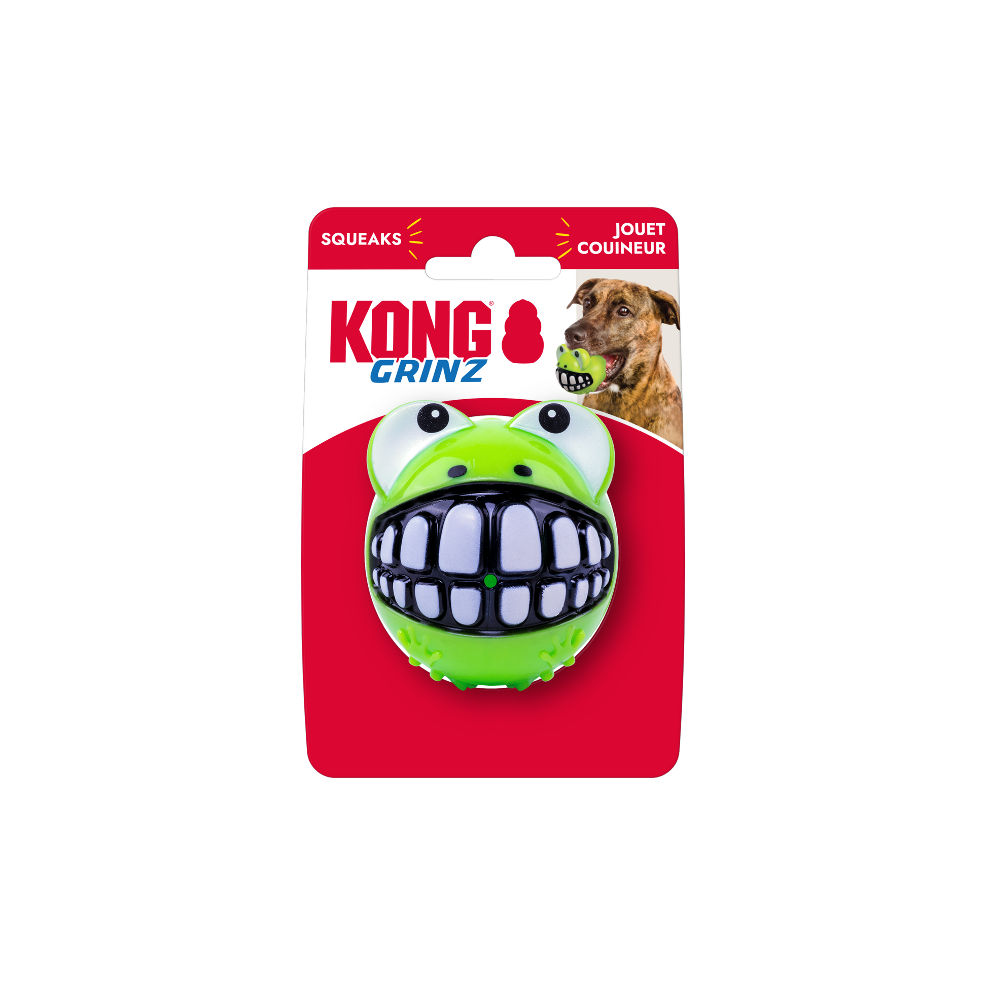 KONG Grinz Frog Dog Toy Green Medium 035585492124