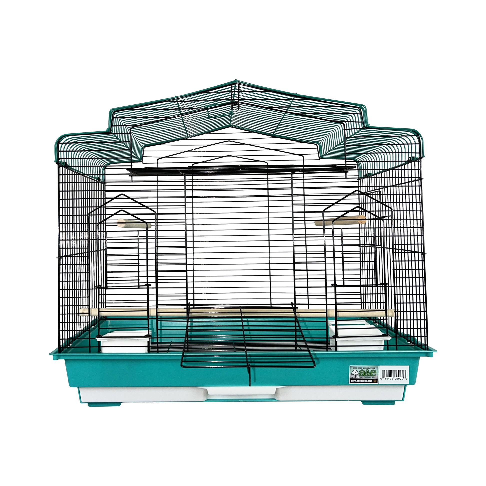 A & E Cages Happy Beaks 2-Tone House Top Bird Cage Green & Black 2ea/26In X 14In X 25 in, 2 pk 644472009200