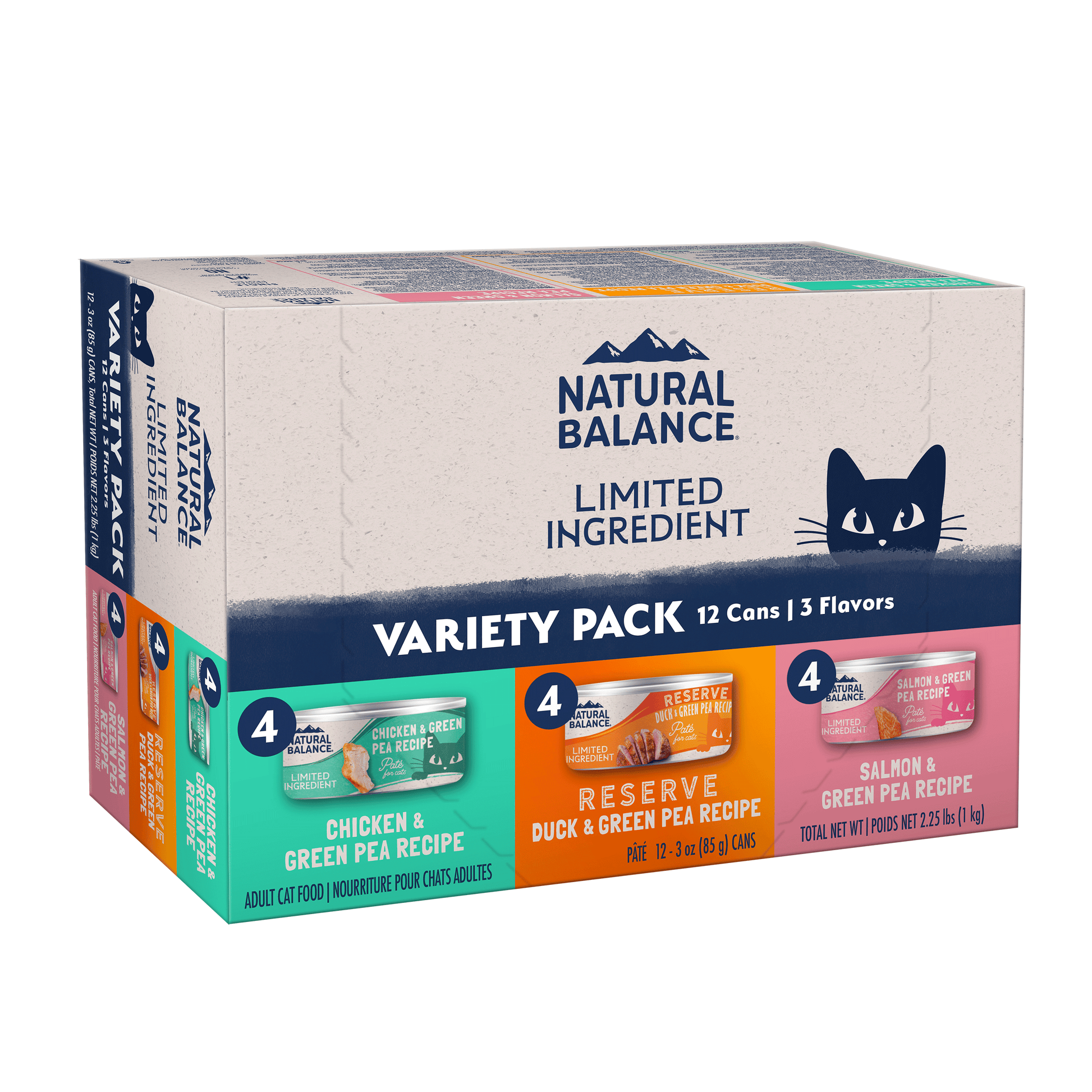 Natural Balance Pet Foods Limited Ingredient Pate Canned Cat Food Variety Pack (Chicken, Reserve Duck, Salmon 3 oz 723633006767