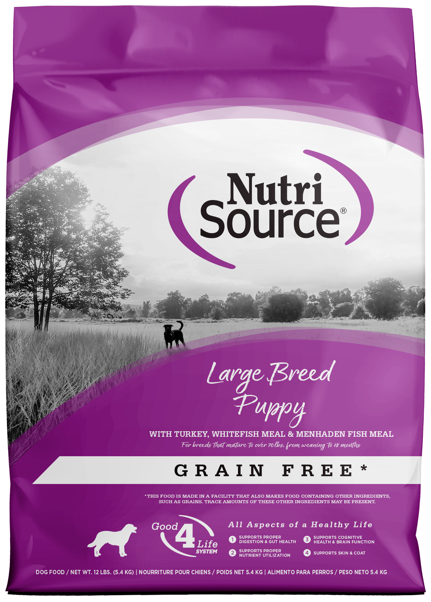 NutriSource Large Breed Puppy Grain Free Dry Dog Food Turkey 12 lb 073893299677