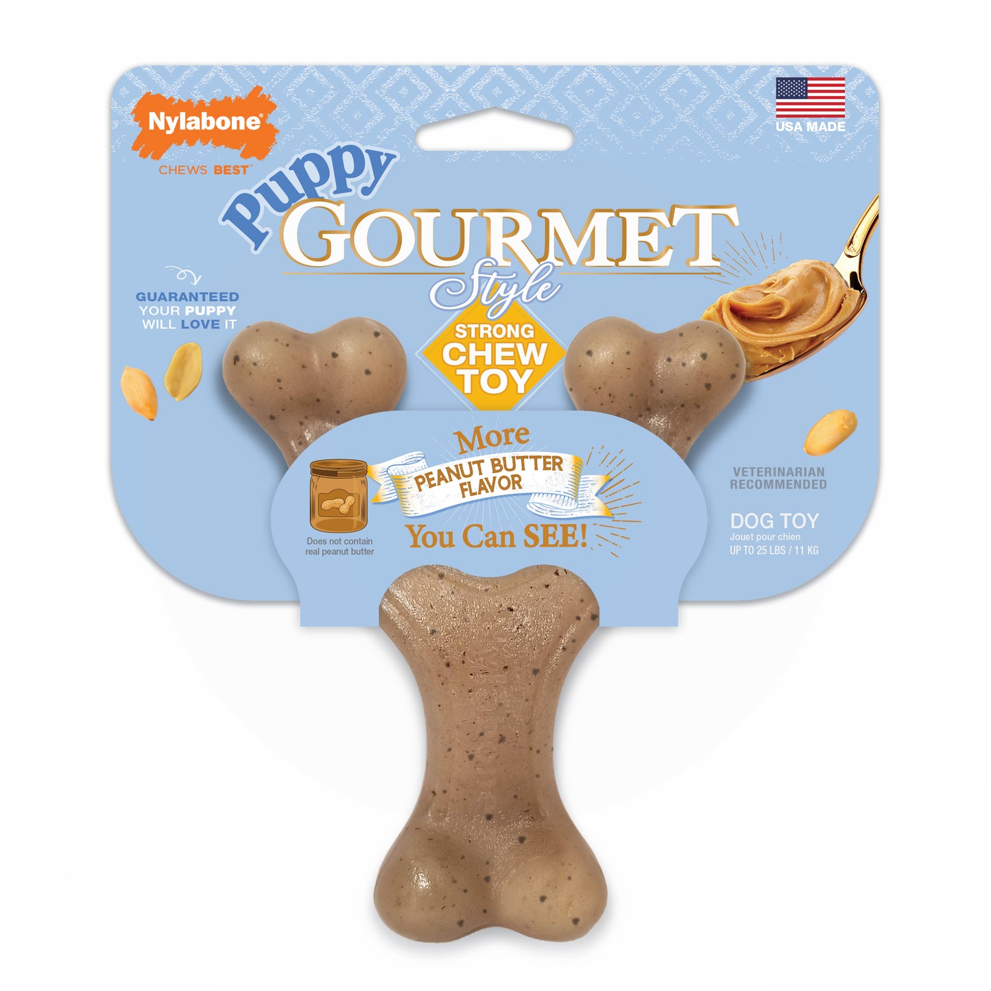 Nylabone Gourmet Style Strong Wishbone Puppy Chew Toy Peanut Butter Small/Regular - Up To 25 Ibs. (1 ct) 018214853510