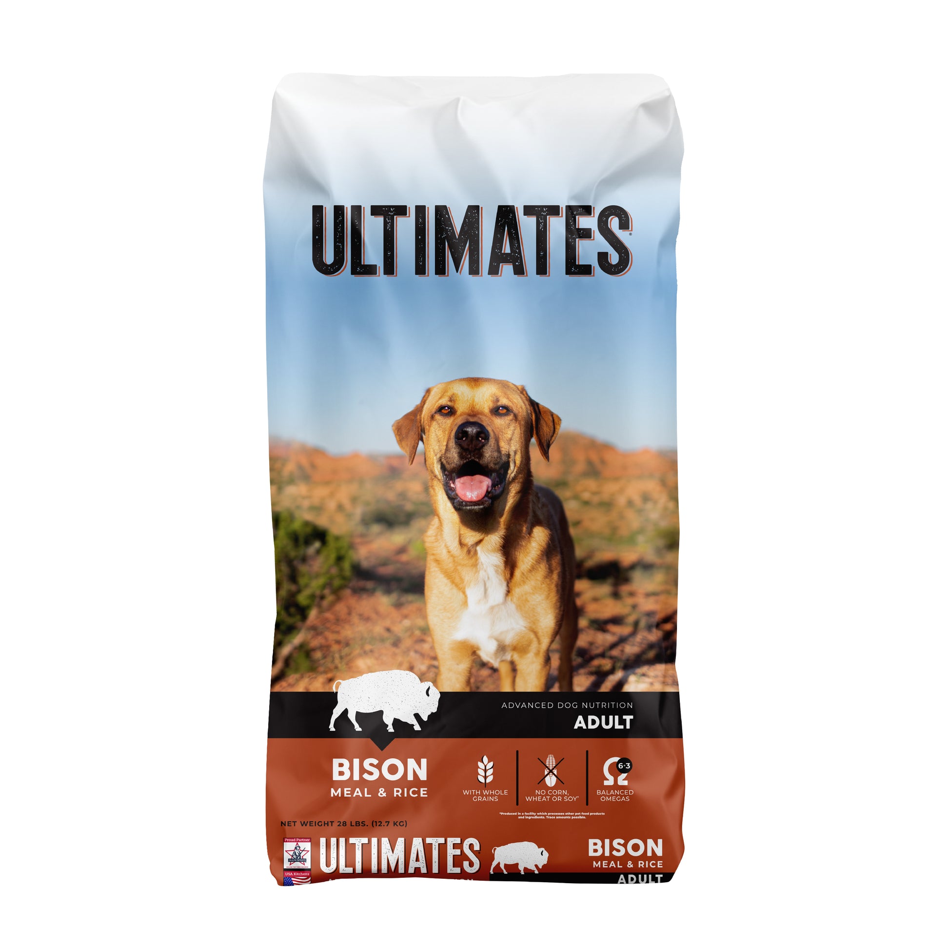 Ultimates Dry Dog Food Bison & Rice 28 lb 034846596267
