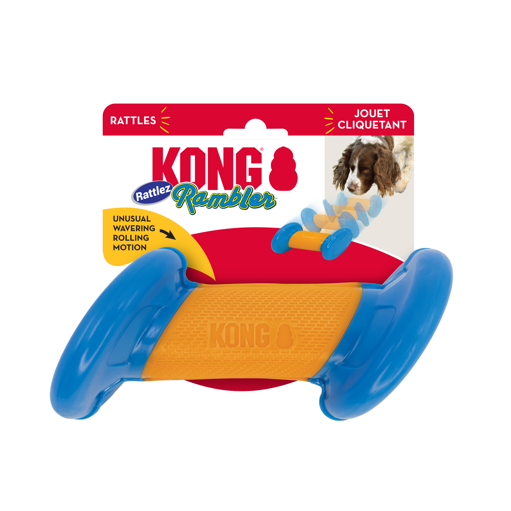 KONG Rambler Rattlez Dog Toy Dumbbell Large 035585503806