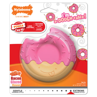 Nylabone Power Chew Donut Dog Toy Bacon Glazed Medium/Wolf - Up To 35 Lbs. (1 ct) 018214855552