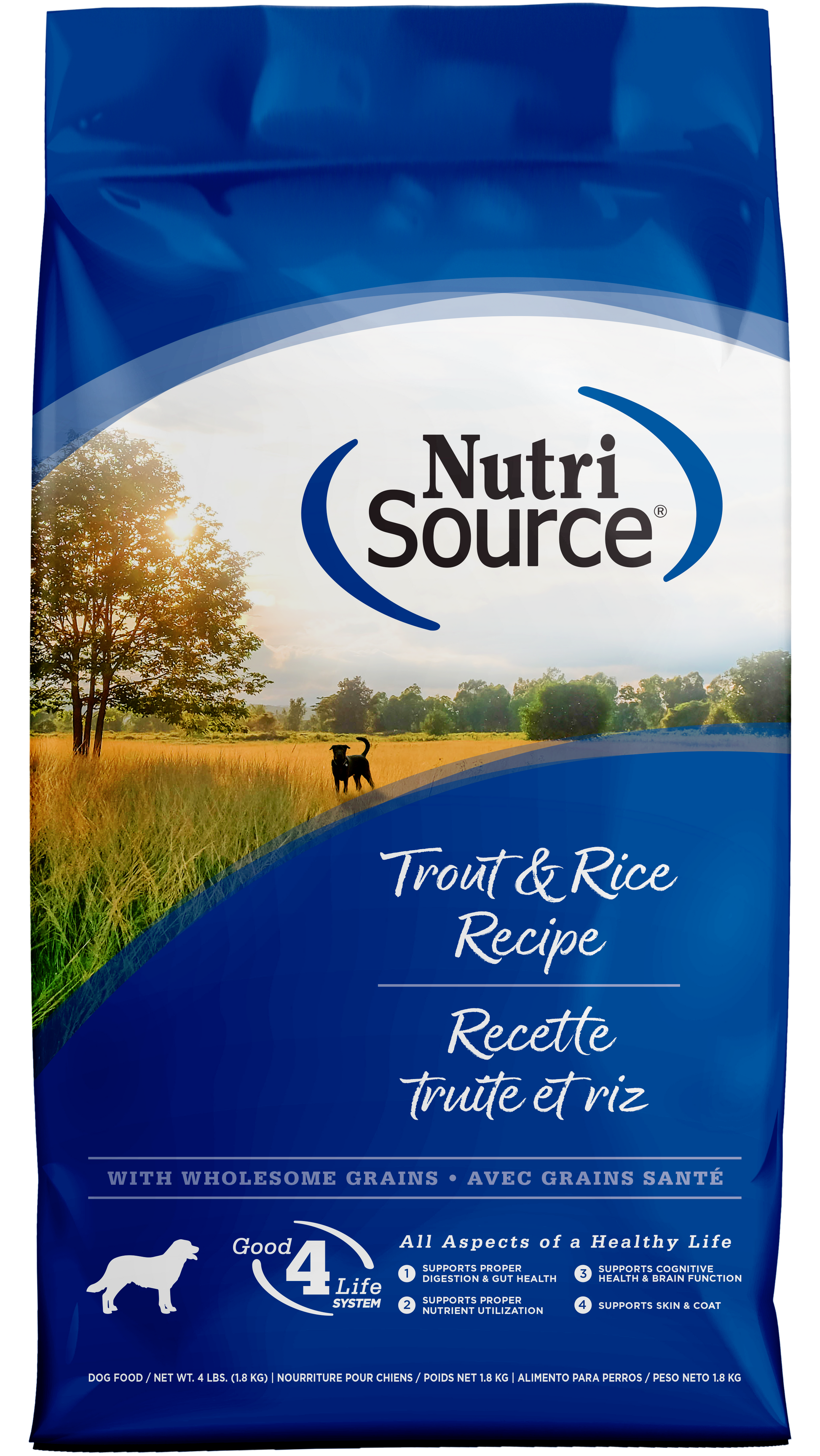 NutriSource Dry Dog Food Trout & Rice 4 lb 073893269083
