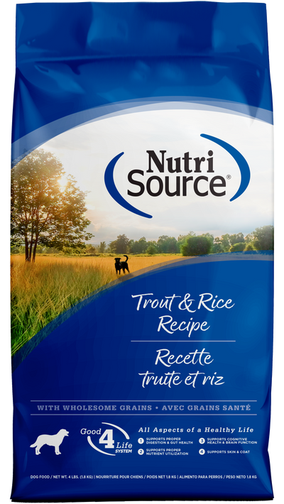 NutriSource Dry Dog Food Trout & Rice 4 lb 073893269083