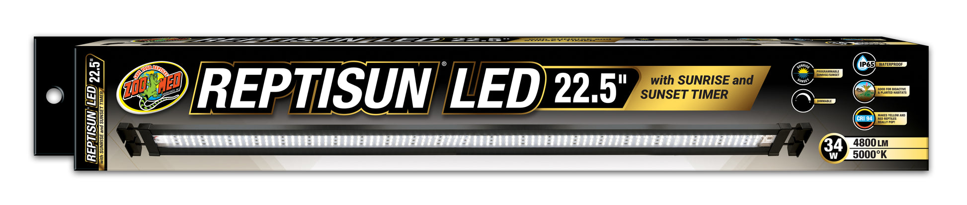 Zoo Med Reptisun LED w/Sunrise & Sunset Timer Terrarium Hood 22.5 in, 34 W 097612320923