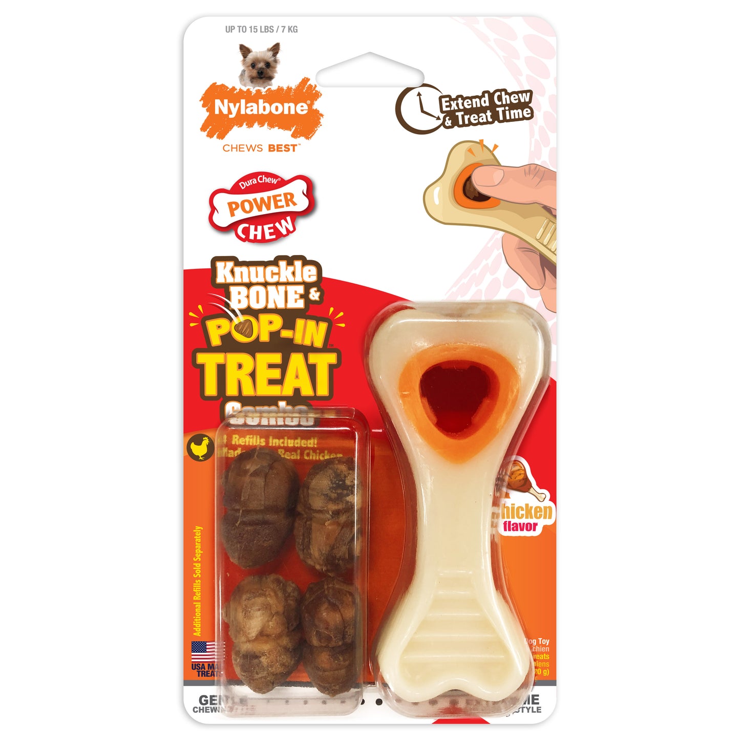 Nylabone Power Chew Souper Bone & Pop-In Treat Toy Combo Chicken X-Small/Petite - Up To 15 Lbs. (1 ct) 018214852230