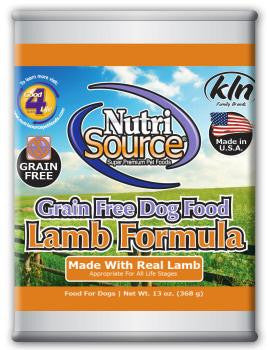 Nutri Source Grain Free Lamb Can Dog Food 12/13Z {L-1x} 131001 073893030010