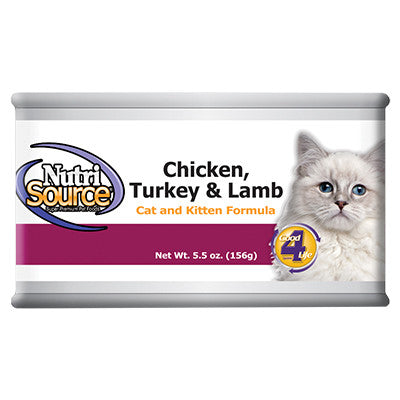 Nutrisource Chicken Turkey and Lamb Cat and Kitten Food 5oz{L+x} 073893020202