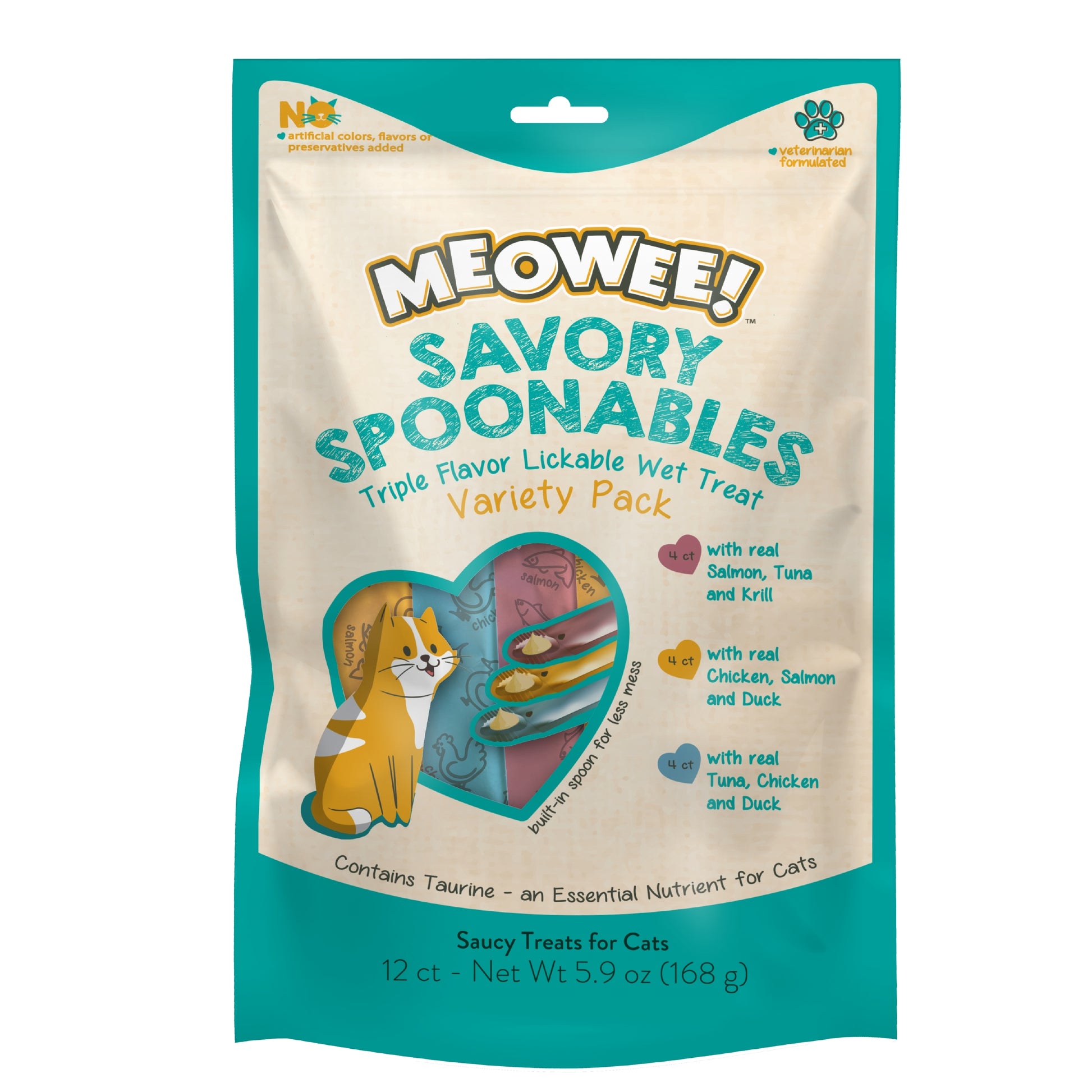 Meowee! Savory Spoonables Cat Treats Variety Pack 5.9 oz 615650000111