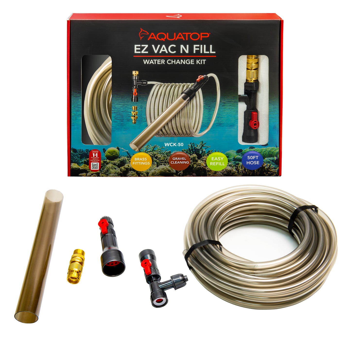 Aquatop EZ Vac-N-Fill Water Change Kit With Brass Fittings 50 ft 810146751212