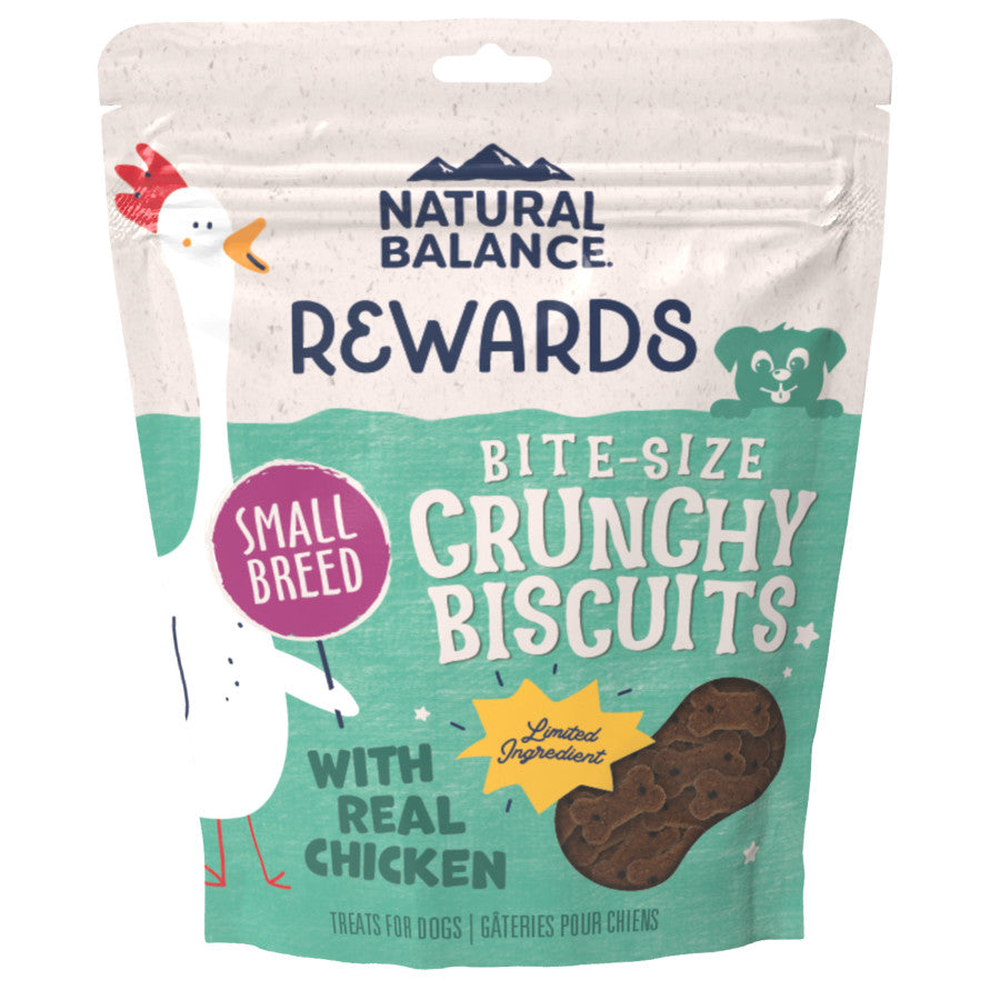 Natural Balance Pet Foods Rewards Bite-Size Crunchy Biscuits Small Breed Dog Treats Chicken  8oz