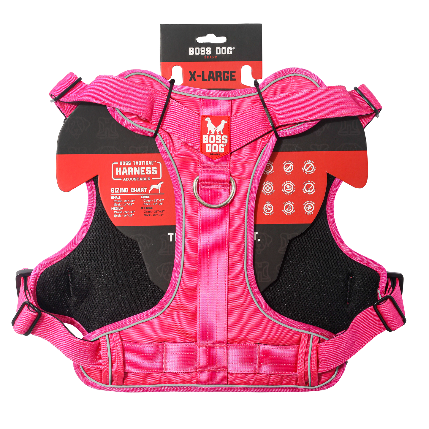 Boss Dog Tactical Dog Harness Hot Pink X-Large 850065051437