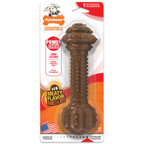 Nylabone Barbell Power Chew Durable Dog Toy Flavor Medley Large/Giant - Up to 50 lbs.