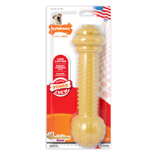 Nylabone Barbell Power Chew Durable Dog Toy Peanut Butter XX - Large/Monster (1 Count)