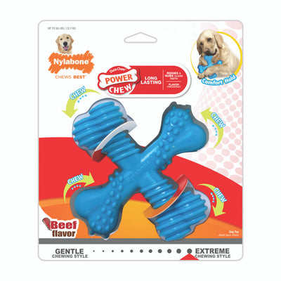 Nylabone Dog Toy Power Chew Dog Toy for Aggressive Chewers - X-Shape Dog Toy - X-Shaped Beef Large/Giant (1 Count)