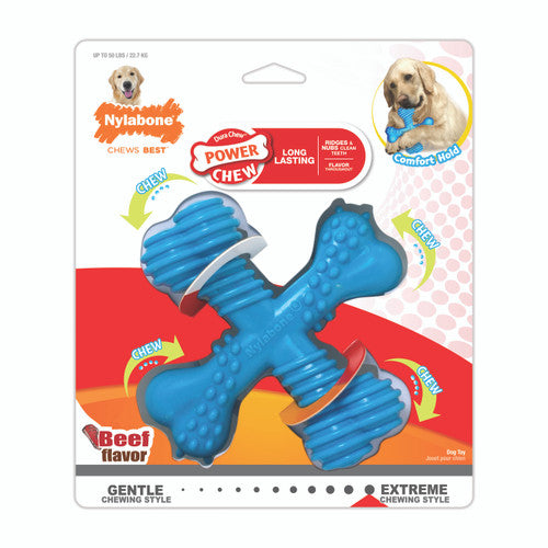 Nylabone Dog Toy Power Chew for Aggressive Chewers - X - Shape X - Shaped Beef Large/Giant (1 Count)