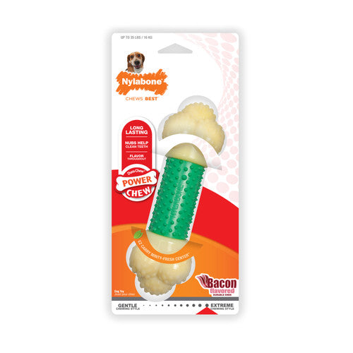 Nylabone Double Action Power Chew Durable Dog Toy Bacon Medium/Wolf (1 Count)
