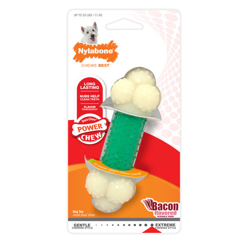 Nylabone Double Action Power Chew Durable Dog Toy Bacon Small/Regular (1 Count)