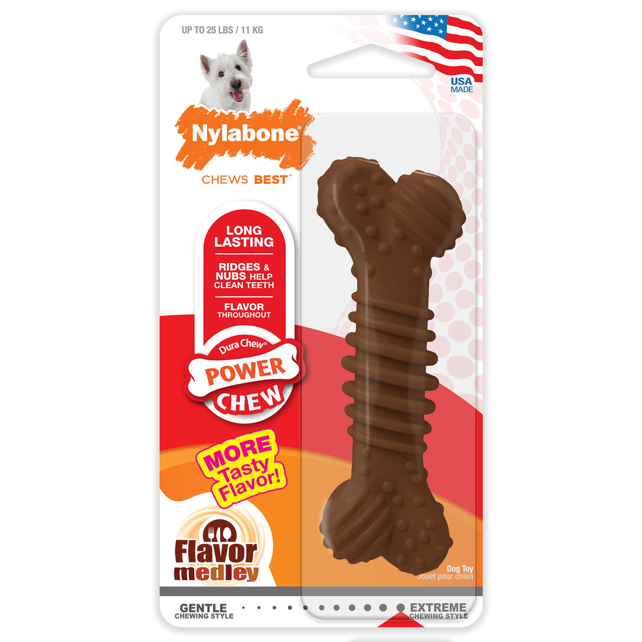 Nylabone Dura Chew Power Chew Textured Dog Bone Flavor Medley Small/Regular (1 Count)