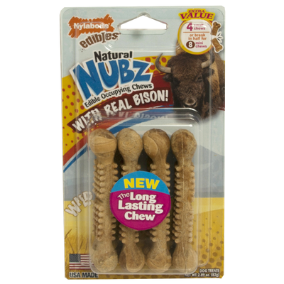 Nylabone Edible Natural Nubz Bison Small 4ct {L - b}181595 - Dog