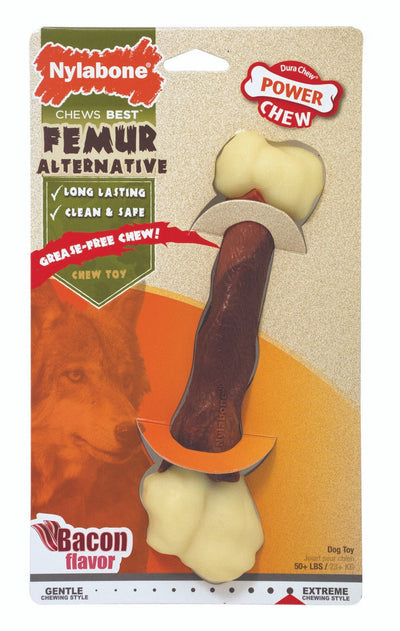 Nylabone Femur Bone Rawhide Alternative Power Chew Durable Dog Toy Bacon Large/Giant (1 Count)