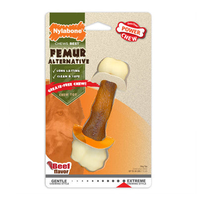 Nylabone Femur Bone Rawhide Alternative Power Chew Durable Dog Toy Beef Medium/Wolf (1 Count)