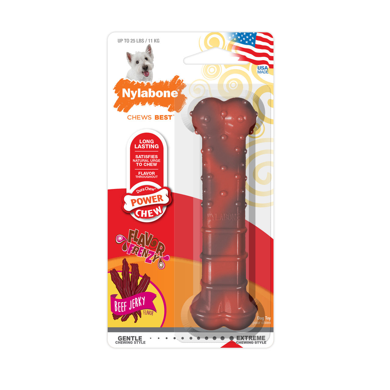 Nylabone Flavor Frenzy Power Chew Dog Toy Beef Jerky Small/Regular (1 Count)