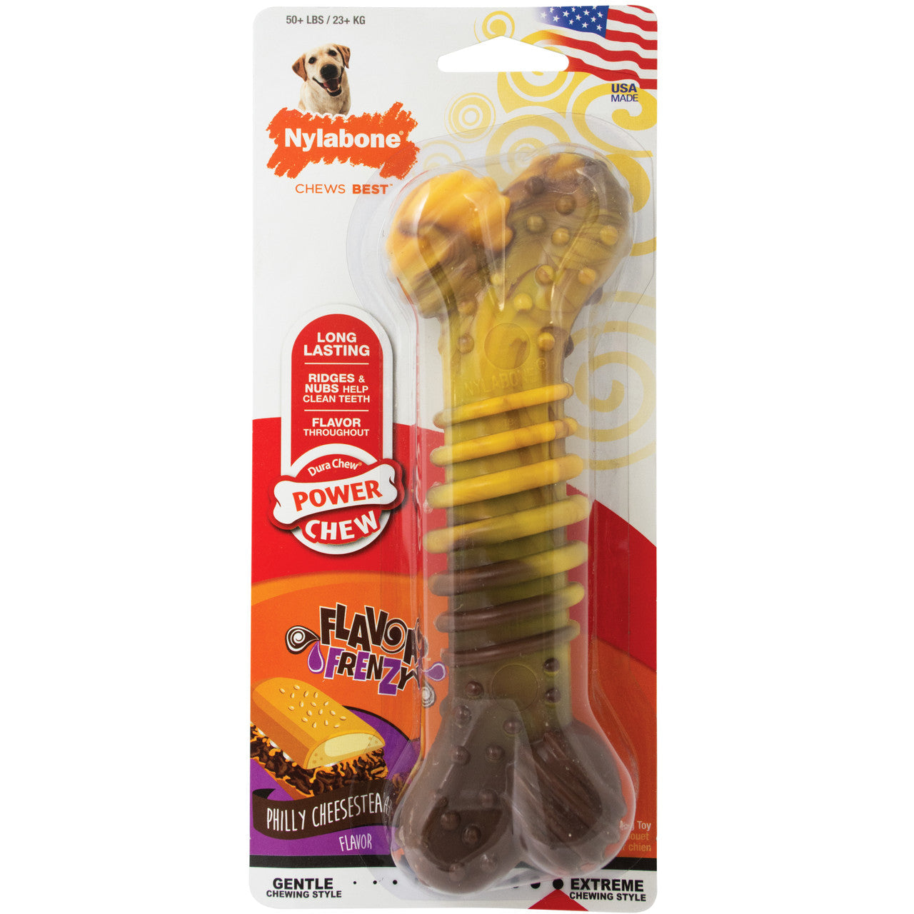 Nylabone Flavor Frenzy Power Chew Dog Toy Philly Cheesesteak X-Large/Souper (1 Count)